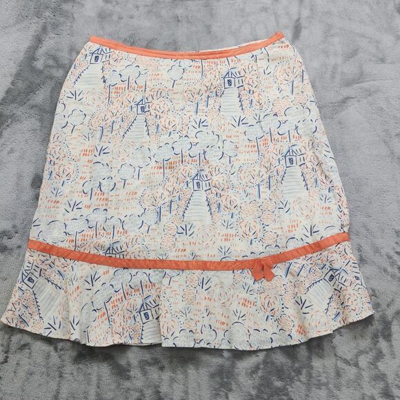 Vintage 90s Liz Claiborne Skirt Size 10 PETITE Linen A-Line Bow Office Preppy - Picture 1 of 9